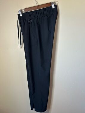 CALIA SMALL Black Straight Leg Pants with Rose Gold Hardware - 27 Inseam